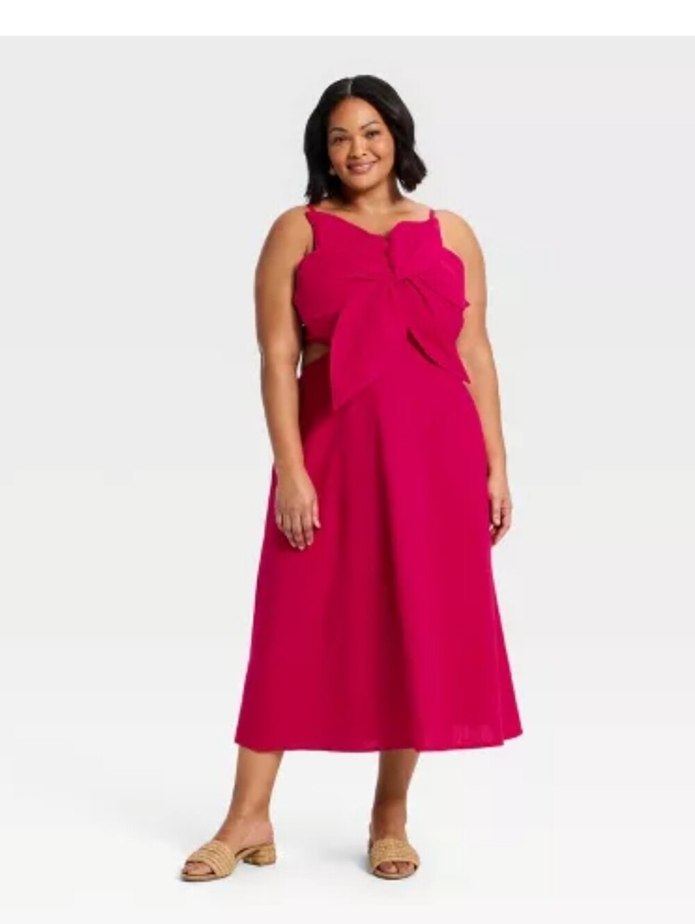 A New Day Women's Constructed Flower Midi Dress Dark Pink Size 2X